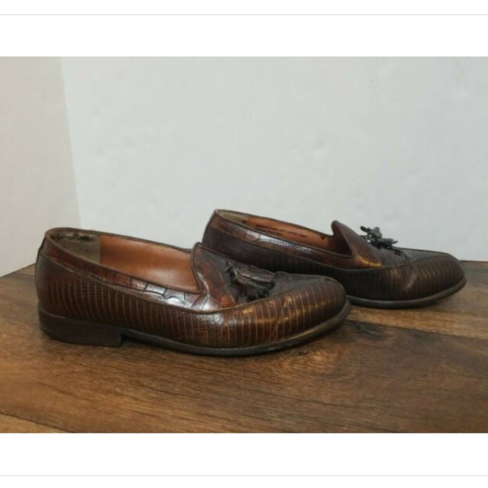 Stacy Adams Snakeskin Leather Loafers Dress Shoes